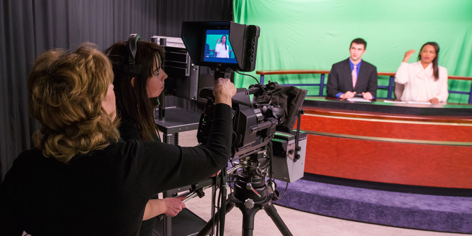 Star City News production students prepare for a live broadcast