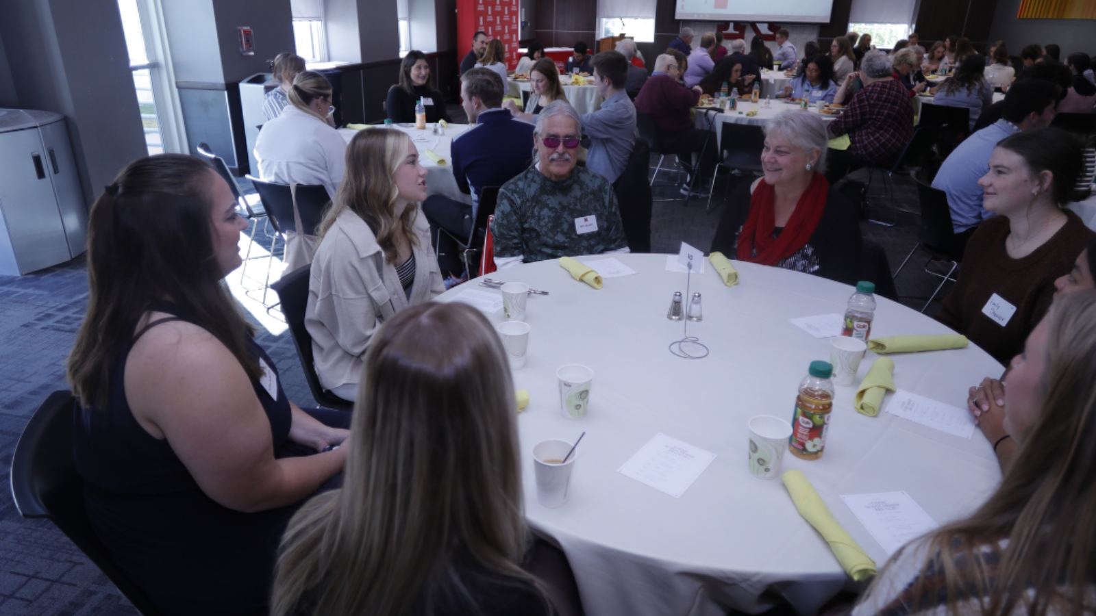 Group sits around a table