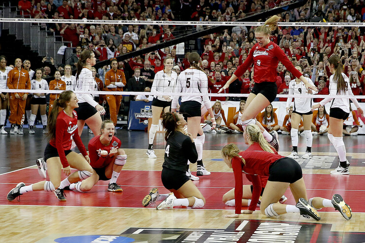 Huskers celebrate after winning the 2015 National Championship.