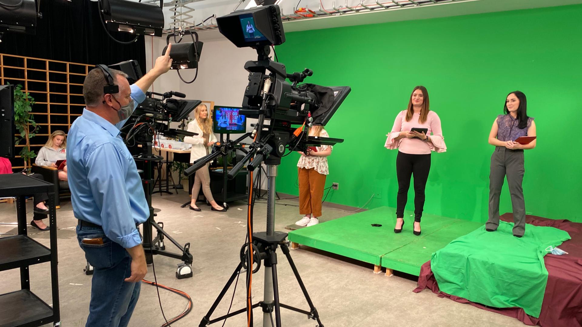 Students shoot a sceen in the studio