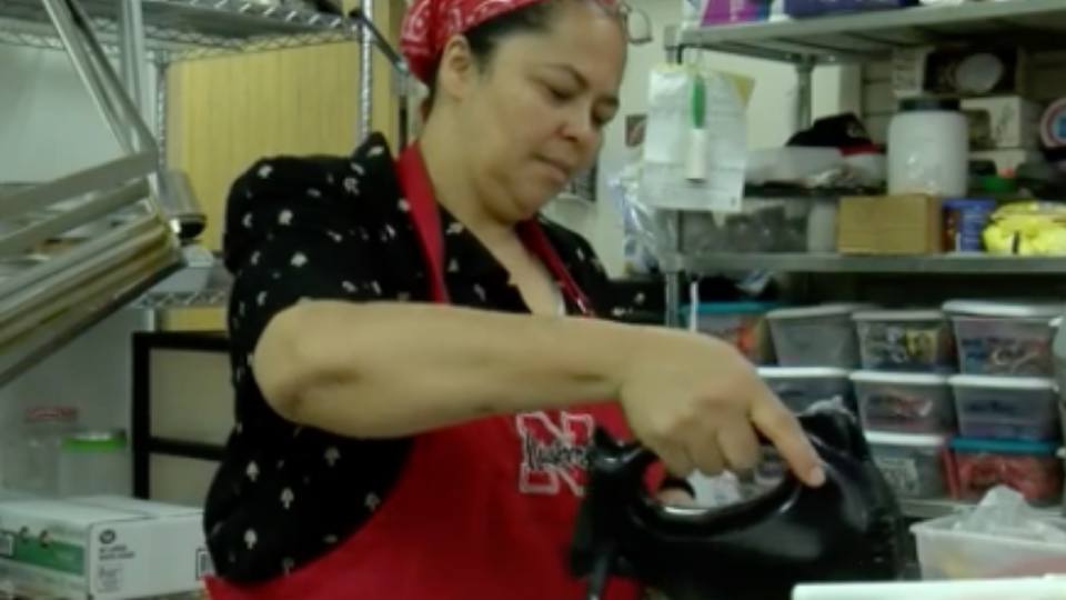 woman mixing baking ingredients