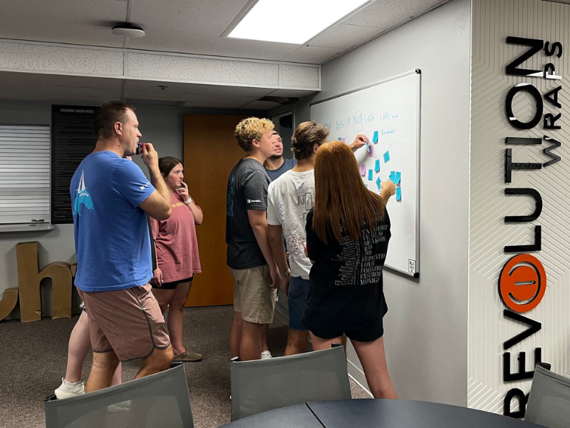 Jacht students strategizing in the AgencyJacht Agency is excited to announce its student crew for the fall 2023 semester. This semester, there are 56 “Jachters,” who represent returning and new students from different backgrounds and majors at the University of Nebraska-Lincoln (UNL). 