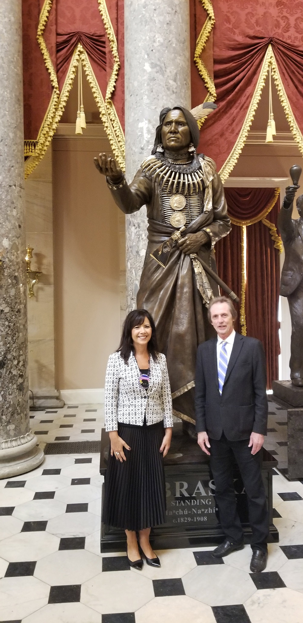 Professor Joe Starita attends the installation of a statue of Chief Standing Bear at the United States Capitol
