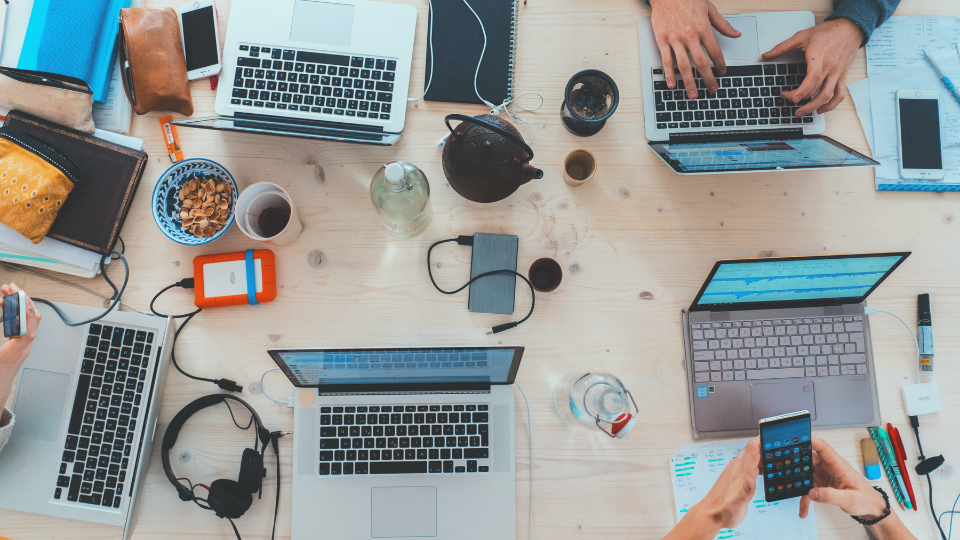 Laptops on a desk