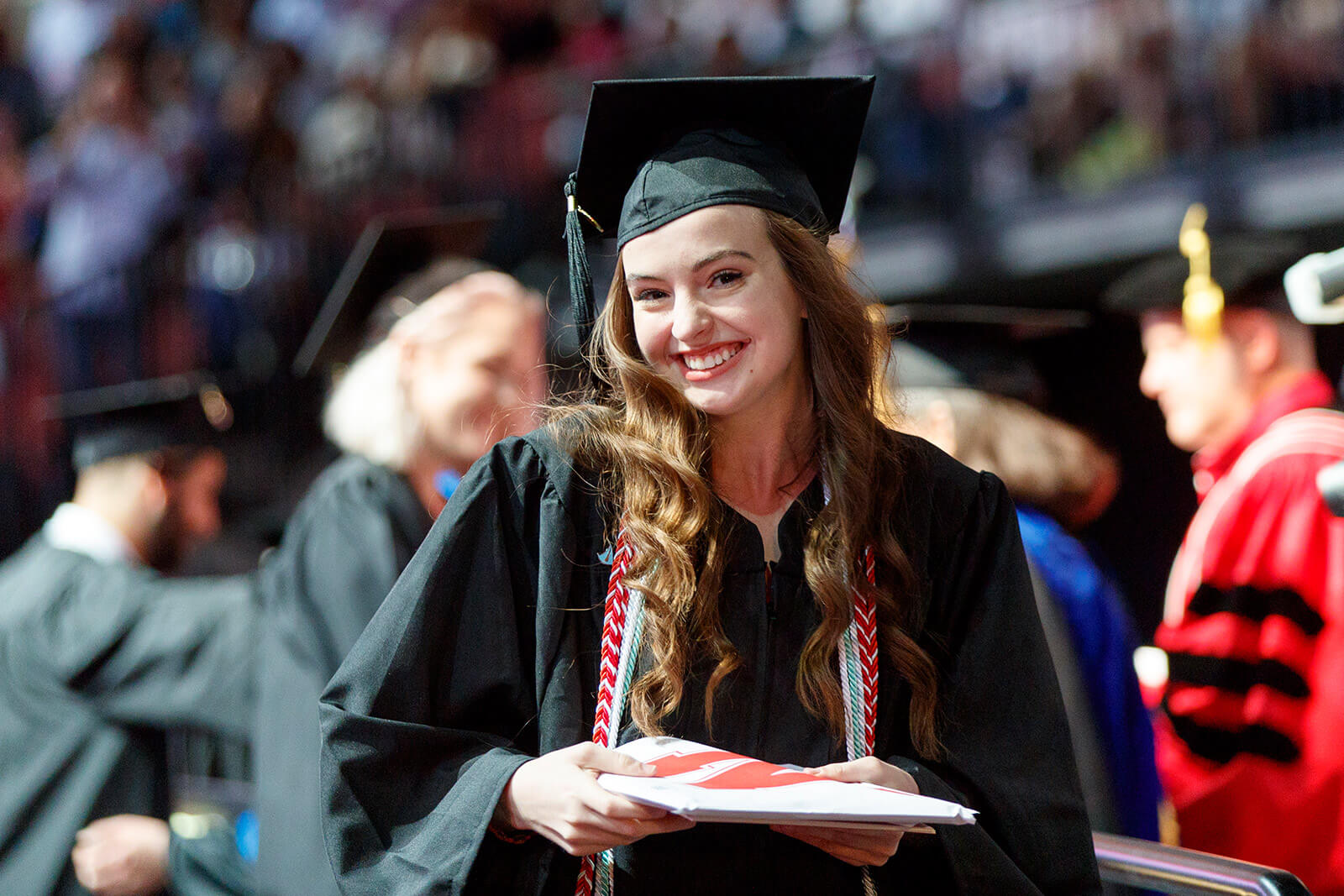 A student graduating