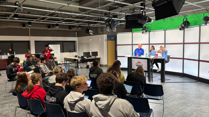 In the Meier Studio for a press conference on day 1 of Basketball Media Days