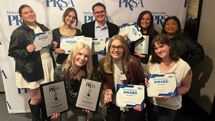 Jacht Agency students, Bateman students and CoJMC faculty attend the PRSA Nebraska Paper Anvil Awards
