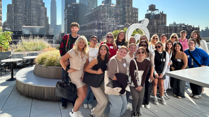 Students at Peloton headquarters during the NYC Media Tour