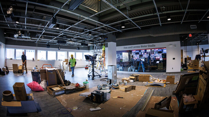 Work progresses on the new Don and Lorena Meier Studio on the second floor of Andersen Hall as it readies for the ribbon-cutting Nov. 17.