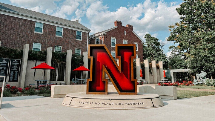 N statue outside the NAA