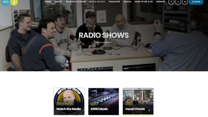 Screenshot of the new KRNU website