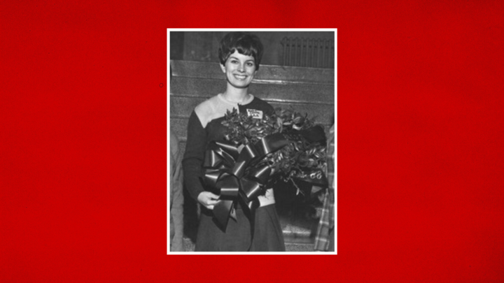 Nancy as “Miss Frequency Modulation” crowned during a fundraiser for the station. She won because I could read cold copy.