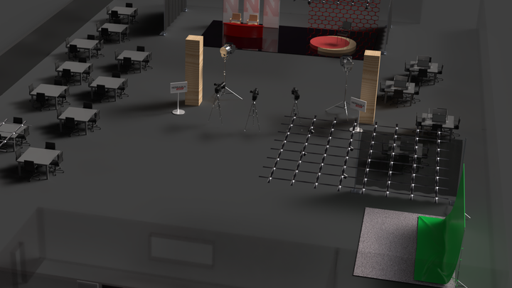 3d rendering of a television studio