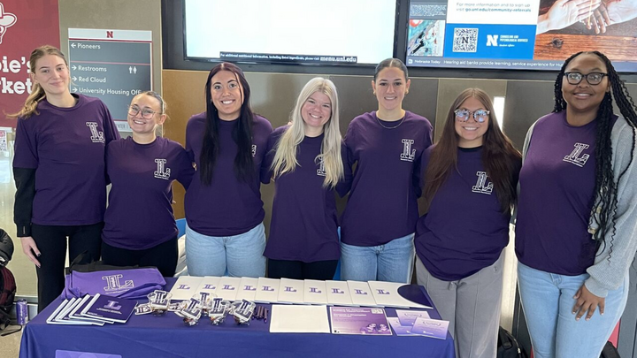Students run a info booth during their campaign for Lymphoma Research Foundation.