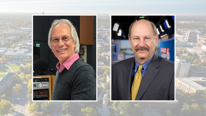 (From left) Nebraska Broadcasters Association Hall of Fame inductees Dale Johnson and Mike McKnight