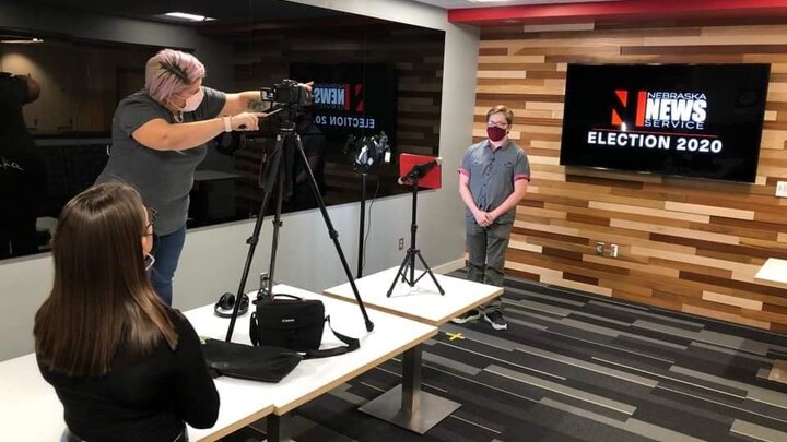 Students report for the Nebraska News Service on election night. 