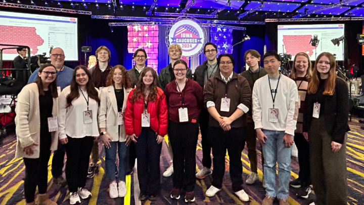 students and faculty at the Iowa Caucuses 