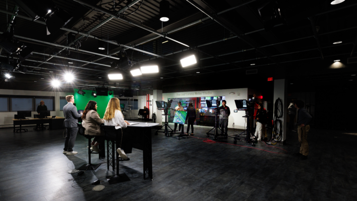 Students report for Nebraska Nightly in the Don & Lorena Meier Studio