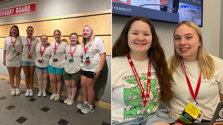 Student journalists from Marian High School attend the Nebraska High School Press Association's J-Camp at Andersen Hall