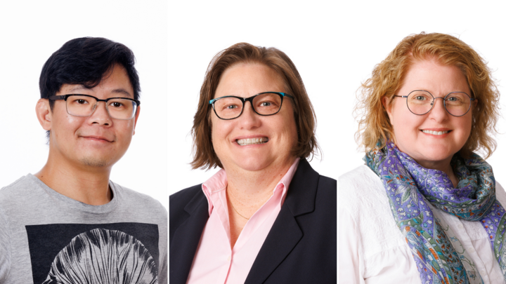 From left: Ryan Tan, Assistant Professor; Cory Armstrong, Associate Dean for Research and Faculty Affairs, Lawrence L. & Ruth E. Pike Professor; Sharon Baldinelli, Assistant Professor of Practice