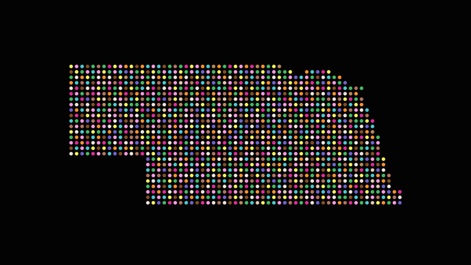 The shape of the State of Nebraska created using dots