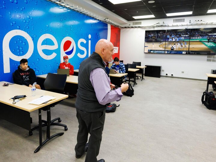 John Shrader teaches in the Pepsi Unlimited Sports Lab