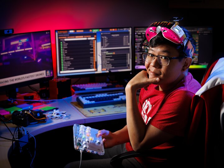 Man sits at a desk