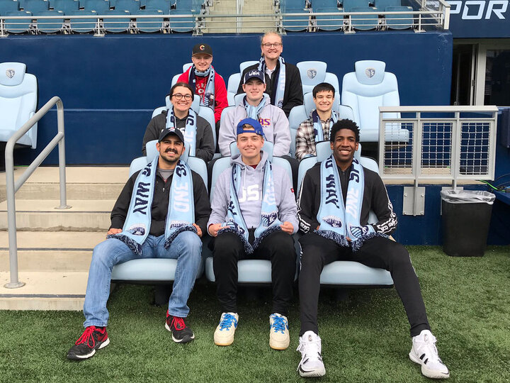 Pressbox Learning Community students at a Sporting KC Soccer game