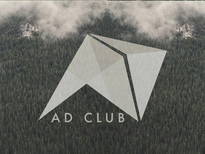 Photo of trees with the ad club logo overlaid