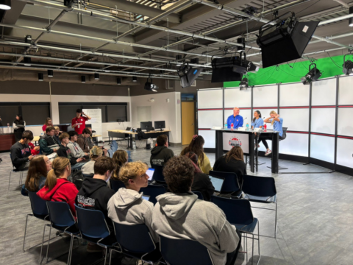 students and players in meier studio