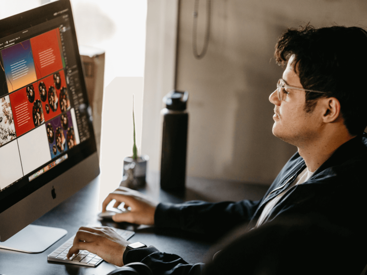 person looking at computer screen