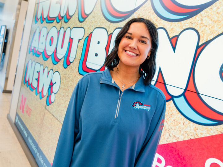 Maddie Meyerle in the Andersen Hall lobby