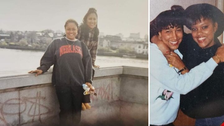 two women smiling for photo