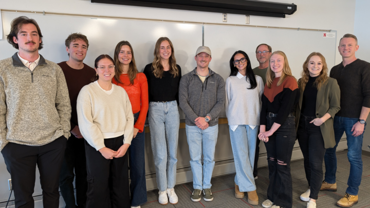 2024 Bailey Lauerman Design Diversity Challenge finalists and judges (From left): Cole Erlemeier, Liam Spieker, Phoebe Lyons, Ashley Cole, Natalie Haskin, Andrew Smith, Veronica Cucci, Sean Faden, Katlyn Eggert, Sarah Northcutt, Casey Stokes. (Not pictured: finalists Madison Garcia and Ana Wombacher)