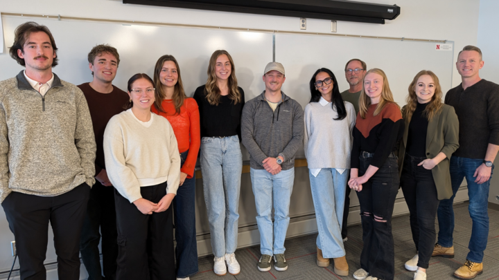 2024 Bailey Lauerman Design Diversity Challenge finalists and judges (From left): Cole Erlemeier, Liam Spieker, Phoebe Lyons, Ashley Cole, Natalie Haskin, Andrew Smith, Veronica Cucci, Sean Faden, Katlyn Eggert, Sarah Northcutt, Casey Stokes. (Not pictured: finalists Madison Garcia and Ana Wombacher) 