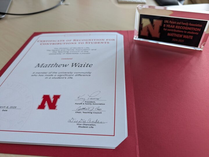 Matt Waite's Friends & Family Recognition Award
