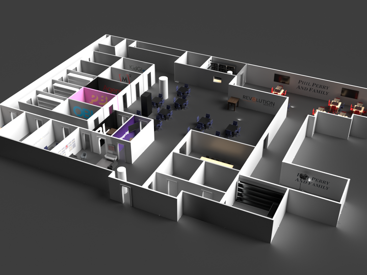 3d rendering of an agency comprised of offices and conference rooms