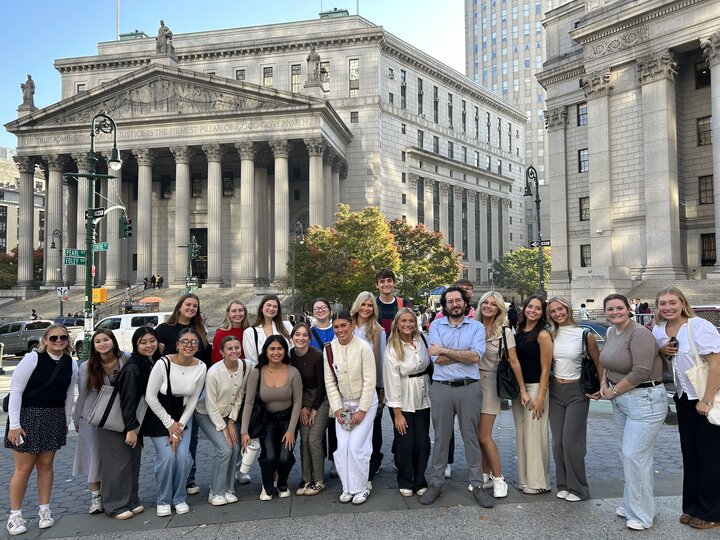 New York City Media Tour students outside the NYC Public Schools building.