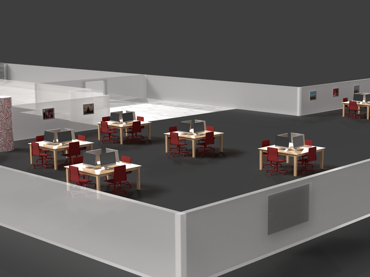 3d rendering of a classroom