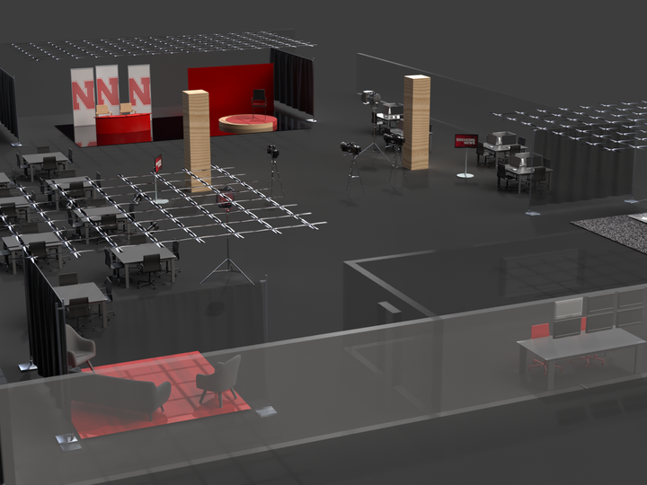 3d rendering of a television studio