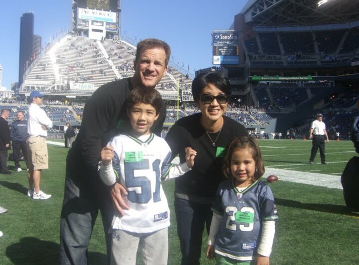 The Louchheim family in the Seattle Seahawks stadium.