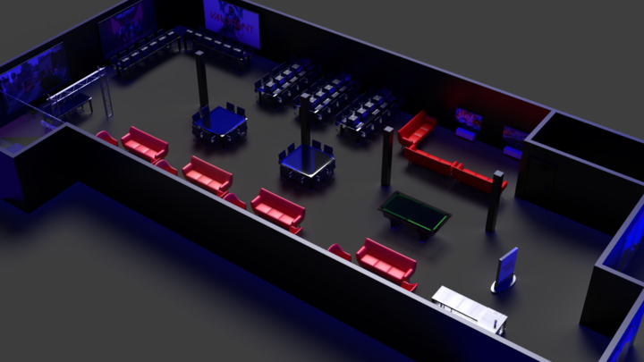 3d rendering of a esports lounge